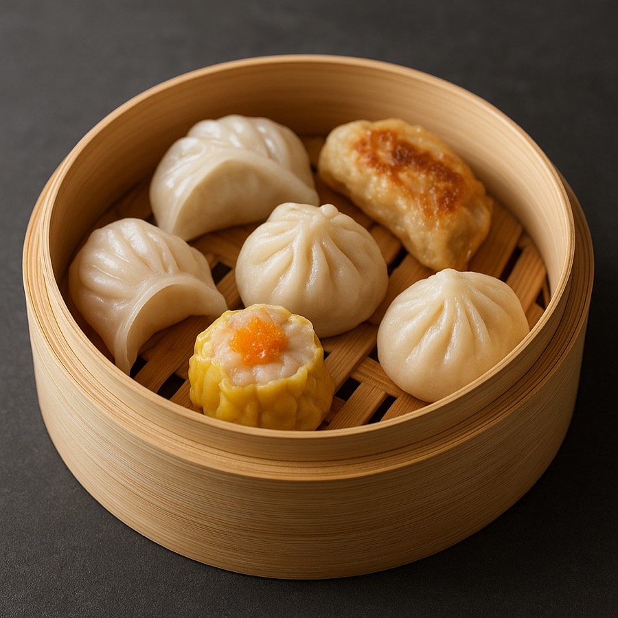 Dim sum in bamboe stoommandje